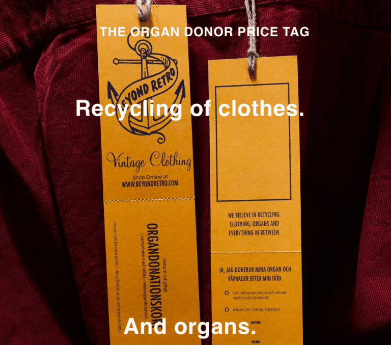 The Organ Donor Price Tag การตลาดแบบเน้นผลลัพธ์ ร้านเสื้อผ้ามือสอง ชวนคนบริจาคอวัยวะเพิ่มขึ้น ด้วยป้ายราคาสินค้า