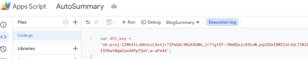 สรุปเนื้อหาอัตโนมัติด้วย Google Apps Script-ChatGPT  OpenAI API