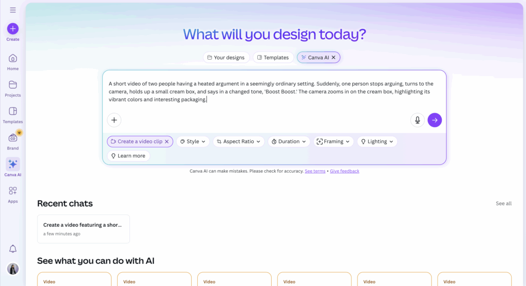 สร้างวิดีโอด้วย Canva AI + Google Veo 3 แค่พิมพ์ Prompt ก็พร้อมใช้งาน