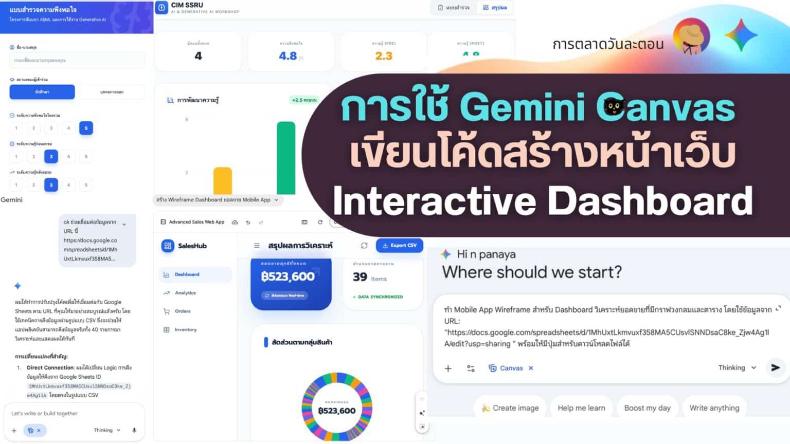การใช้ Gemini Canvas เขียนโค้ดสร้างหน้าเว็บ Interactive Dashboard