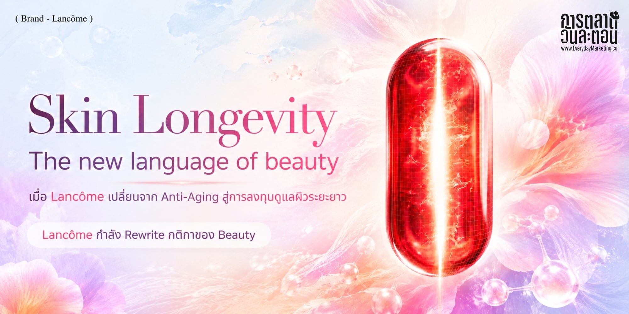 Skin Longevity คือคำที่กำลังฆ่า Anti-Aging ในตลาด 421,400 ล้านดอลลาร์ ถอดรหัส 4 กลยุทธ์ที่ Lancôme ใช้พลิกวงการ ผ่านการจับมือกับ Timeline Biotech สวิตเซอร์แลนด์