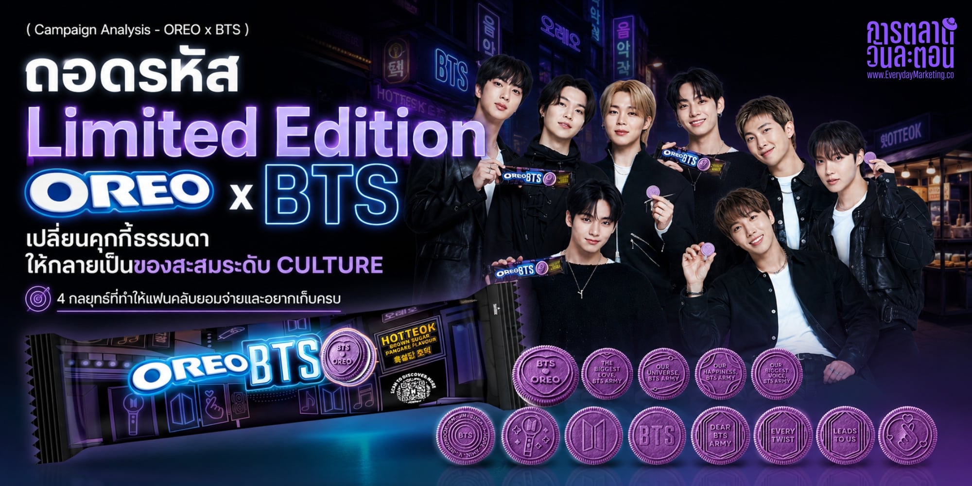 กลยุทธ์การตลาด Limited Edition OREO x BTS วางขายใน 80 ประเทศ ฉลอง 13 ปีด้วย 13 ดีไซน์ ซ่อนรหัสลับใน 3 แบบ ขายดี 28% ใน 2 ปี