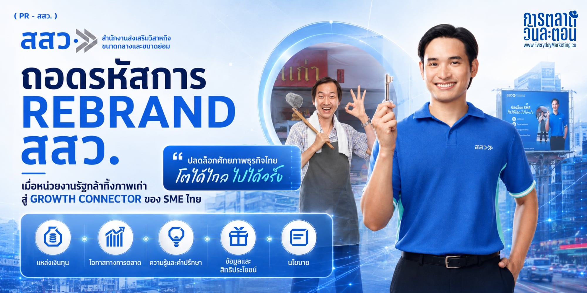 สสว Rebrand ใหม่สู่ THE GROWTH CONNECTOR ปลดล็อก SME ไทย 3.2 ล้านราย ด้วย 5 กุญแจสำคัญ ถอดบทเรียนการพลิก Brand Positioning ของหน่วยงานรัฐ