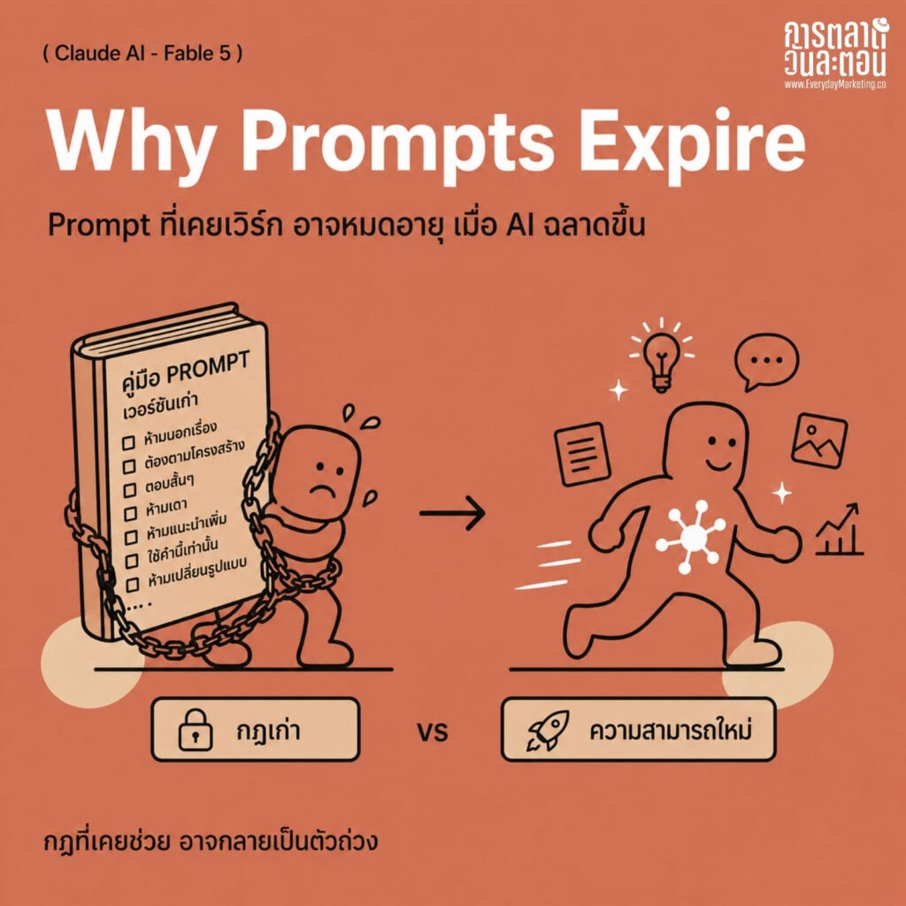 Prompt Claude Fable 5 สำหรับนักการตลาด เทียบ Prompt เก่า vs ใหม่ใน 6 สถานการณ์จริง พร้อม 3 ขั้นตอนรื้อ Prompt Library จาก Anthropic