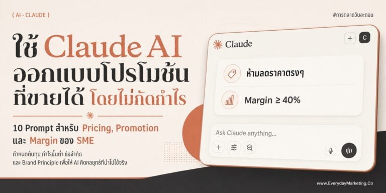 รวม Claude Prompt ตั้งราคาและออกแบบโปรโมชันที่ไม่ต้องลดราคา รักษากำไรขั้นต่ำ 40% แจก 10 Prompt กึ่งสำเร็จรูปเรื่องกลยุทธ์ราคา ที่ SME ทำเองได้