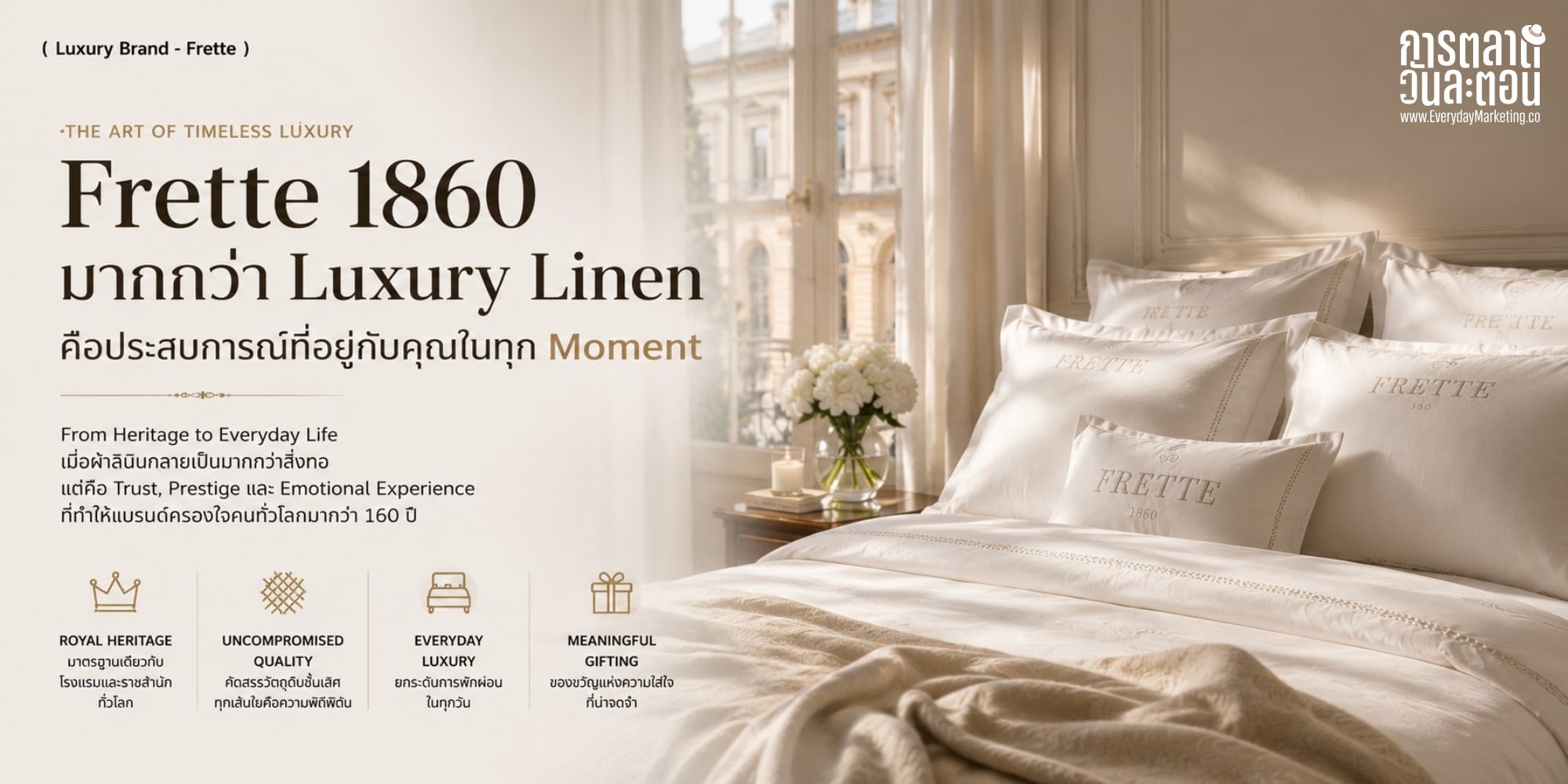 การตลาด Frette แบรนด์ผ้าปูที่นอนอิตาลีอายุ 160 ปี ที่ใช้โรงแรมหรูกว่า 1,000 แห่งทั่วโลกเป็นห้องลองสินค้า ถอดกลยุทธ์ Social Proof ที่ทำให้ลูกค้ายอมจ่ายหลักแสน