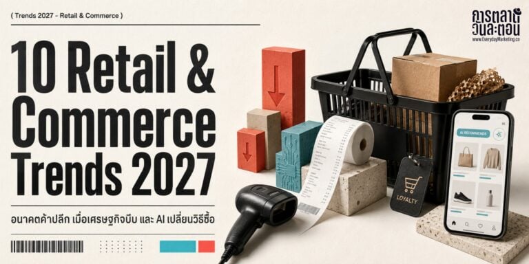 รวม 10 Retail & Commerce Trends 2027 จากรายงาน The Future 100 ตั้งแต่ Treatonomics การไลฟ์ขายของยุคคุณภาพ ห้างยุคใหม่ ไปจนถึง AI ที่ช้อปแทนเรา พร้อมบริบทไทยและก้าวแรกที่แบรนด์ทำได้จริง โดยเฉพาะจุดที่ไทยเป็นผู้นำ