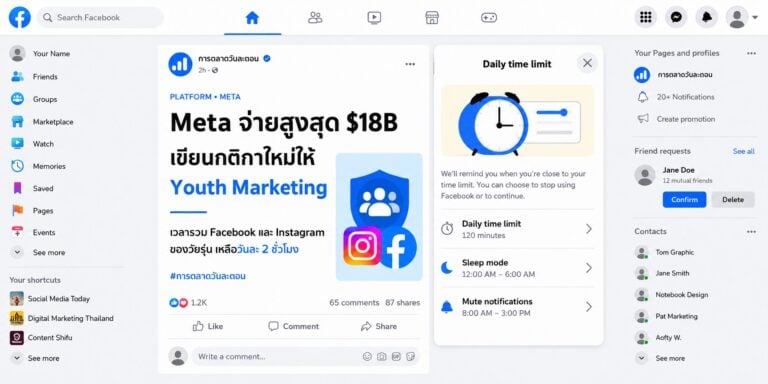การตลาดวัยรุ่นกำลังเปลี่ยนทั้งโลก หลัง Meta จ่าย 18,000 ล้านดอลลาร์ ยอมจำกัดเวลาเหลือ 2 ชม./วัน ปิดแอปเที่ยงคืน ซ่อนยอด Like พร้อมข้อมูลจากออสเตรเลียที่ชี้ว่าออฟไลน์ไม่ใช่คำตอบ